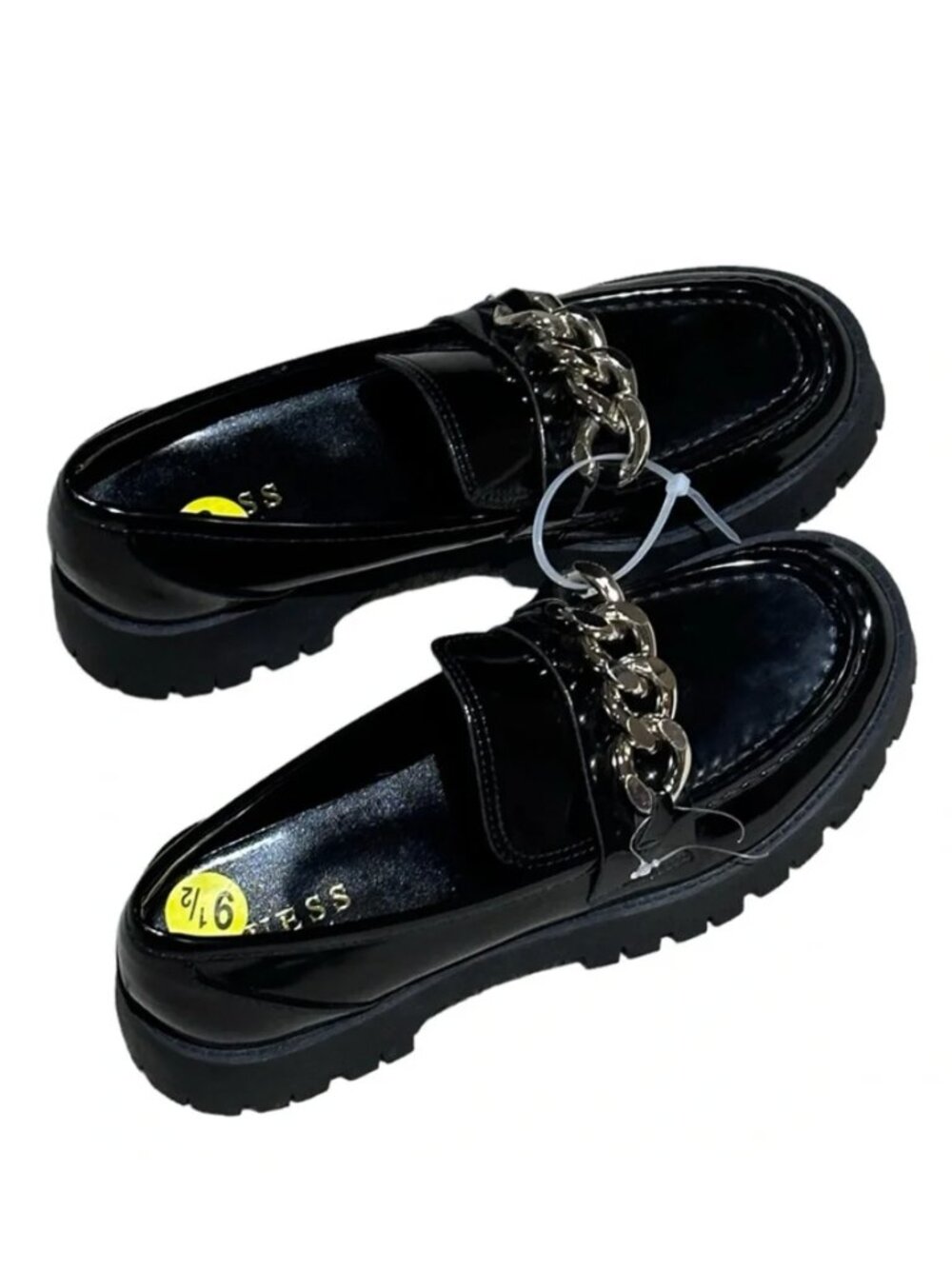 NEW Guess Women's 1.5-Inch Platform Heel Chain Loafers Black